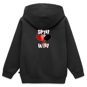 Tischtennis - Kinder Premium Organic Zip Hoodie - Schwarz - Hinten - AI Model Kid Male (0cm)