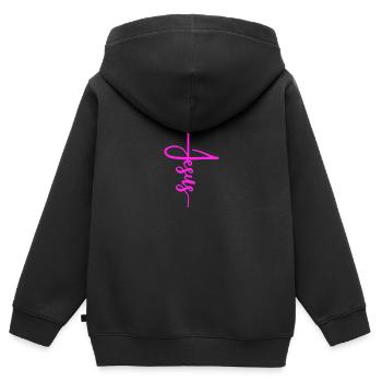 Jesus - Kinder Premium Organic Zip Hoodie - Schwarz - Hinten - AI Model Kid Male (0cm)