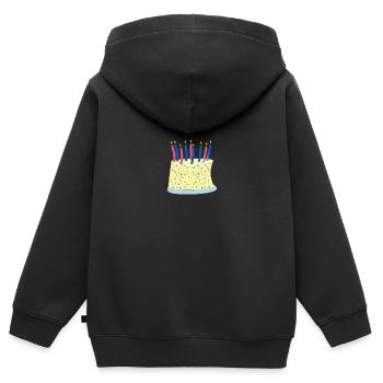 Torte - Kinder Premium Organic Zip Hoodie - Schwarz - Hinten - AI Model Kid Male (0cm)