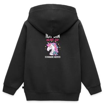 Ich bin nichts für Schwache Nerven - Kinder Premium Organic Zip Hoodie - Schwarz - Hinten - AI Model Kid Male (0cm)