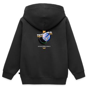 Univers psychédélique - Sweat Premium à capuche zippé enfant bio - noir - Dos - AI Model Kid Male (0cm)