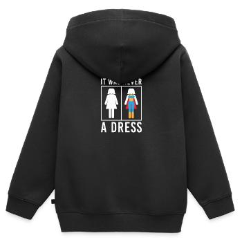 Ce n'était jamais une robe Toilette Kleid WC Schild - Sweat Premium à capuche zippé enfant bio - noir - Dos - AI Model Kid Male (0cm)
