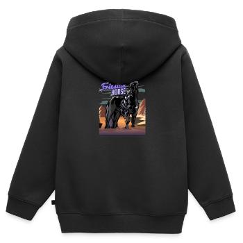 Friese Pferd Islandpferd - Kinder Premium Organic Zip Hoodie - Schwarz - Hinten - AI Model Kid Male (0cm)