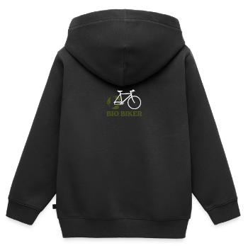 Umweltfreundlich BIO Biker MTB Geschenk - Kinder Premium Organic Zip Hoodie - Schwarz - Hinten - AI Model Kid Male (0cm)