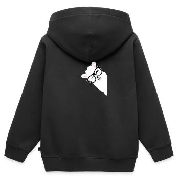 Cute Llama Alpaca gift jumping spit - Kids Premium Organic Zip-up Hoodie - black - Back - AI Model Kid Male (0cm)