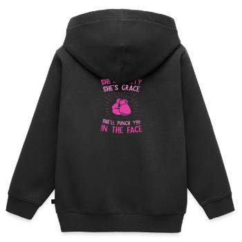 Beauty Grace Punch you in the face - Kinder Premium Organic Zip Hoodie - Schwarz - Hinten - AI Model Kid Male (0cm)