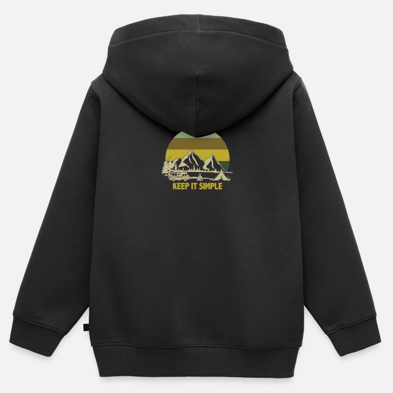 Camper van roulotte - Felpa Premium con cappuccio con zip bambino bio - nero