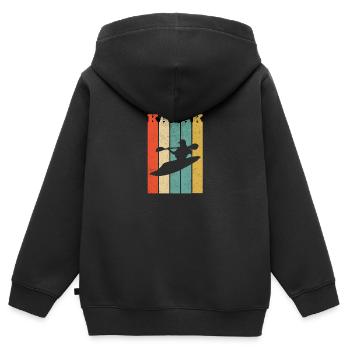 Vertikale Streifen des Wildwasserkajaks - Kinder Premium Organic Zip Hoodie - Schwarz - Hinten - AI Model Kid Male (0cm)
