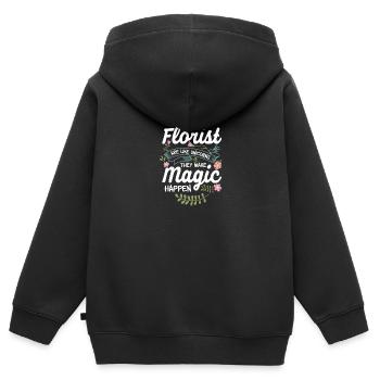 Florist Sunflower - Kinder Premium Organic Zip Hoodie - Schwarz - Hinten - AI Model Kid Male (0cm)