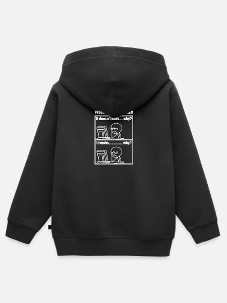 Programmers Problem Meme Programming Sysop Nut Gee - Kids Premium Organic Zip-up Hoodie - black