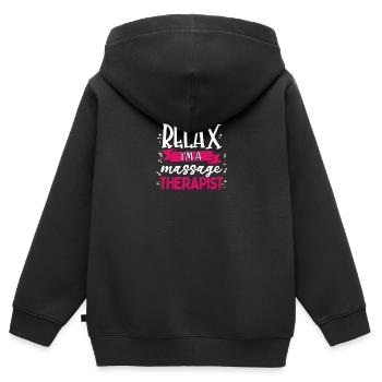 Massage Therapist - Kinder Premium Organic Zip Hoodie - Schwarz - Hinten - AI Model Kid Male (0cm)