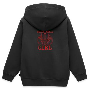 TRUE BLACK METAL GIRL - Kinder Premium Organic Zip Hoodie - Schwarz - Hinten - AI Model Kid Male (0cm)