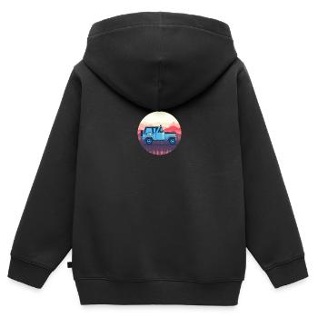 Véhicule tout terrain - Sweat Premium à capuche zippé enfant bio - noir - Dos - AI Model Kid Male (0cm)