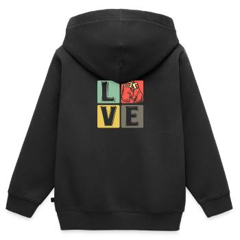Boxe - Amour - Sweat Premium à capuche zippé enfant bio - noir - Dos - AI Model Kid Male (0cm)