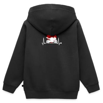 Herzschlag Motorrad Biker Bike Motorbike Puls EKG - Kinder Premium Organic Zip Hoodie - Schwarz - Hinten - AI Model Kid Male (0cm)