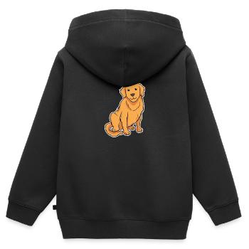 Golden retriever - Sweat Premium à capuche zippé enfant bio - noir - Dos - AI Model Kid Male (0cm)