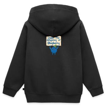 Unter dem Einfluss von Blueberries Classic Grafik - Kinder Premium Organic Zip Hoodie - Schwarz - Hinten - AI Model Kid Male (0cm)