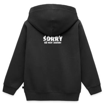Sorry Hab Nicht Zugehört - Kinder Premium Organic Zip Hoodie - Schwarz - Hinten - AI Model Kid Male (0cm)