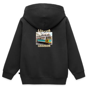 Lisboa Strassenbahn Lissabon - Kinder Premium Organic Zip Hoodie - Schwarz - Hinten - AI Model Kid Male (0cm)