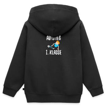 Einschulung Aufstieg Schulanfang Fußball Geschenk - Kinder Premium Organic Zip Hoodie - Schwarz - Hinten - AI Model Kid Male (0cm)