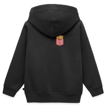 Poche frites poche poitrine - Sweat Premium à capuche zippé enfant bio - noir - Dos - AI Model Kid Male (0cm)
