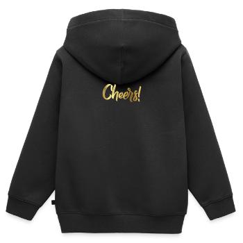 Acclamations en lettres d'or, applaudissements anglais! - Sweat Premium à capuche zippé enfant bio - noir - Dos - AI Model Kid Male (0cm)