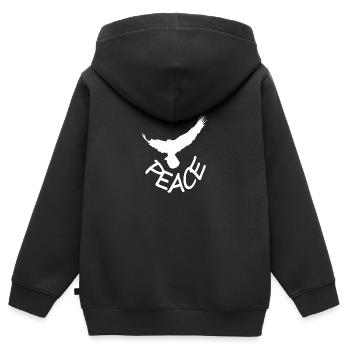 Frieden Freiheit frei Friedenstaube Geschenk - Kinder Premium Organic Zip Hoodie - Schwarz - Hinten - AI Model Kid Male (0cm)