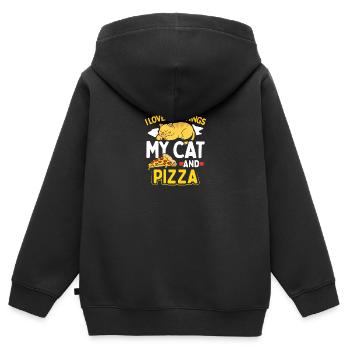 I love two things my cat and pizza funny cat - Kinder Premium Organic Zip Hoodie - Schwarz - Hinten - AI Model Kid Male (0cm)