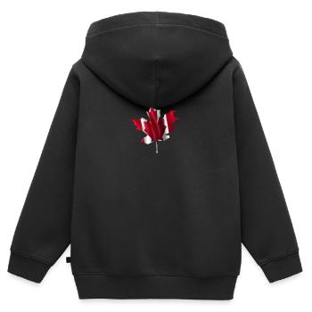 Feuille d'érable Canada - Sweat Premium à capuche zippé enfant bio - noir - Dos - AI Model Kid Male (0cm)