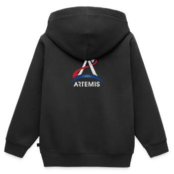 Logo du programme Artemis Lune Mars Espace Nasa Lunaire Mi - Sweat Premium à capuche zippé enfant bio - noir - Dos - AI Model Kid Male (0cm)