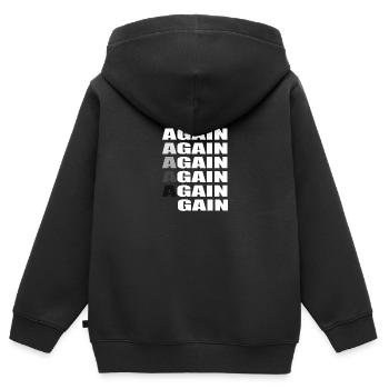 Gym Motivation Inspiration Fit Woman - Sweat Premium à capuche zippé enfant bio - noir - Dos - AI Model Kid Male (0cm)