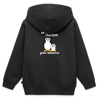 Nochmal große Schwester Pinguin wieder Pinguine - Kinder Premium Organic Zip Hoodie - Schwarz - Hinten - AI Model Kid Male (0cm)
