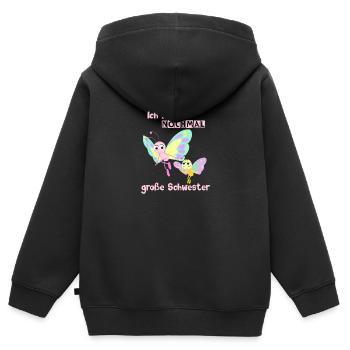 Nochmal große Schwester wieder Schmetterling - Kinder Premium Organic Zip Hoodie - Schwarz - Hinten - AI Model Kid Male (0cm)