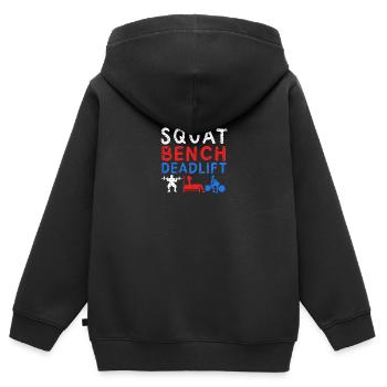 POWERLIFTING : Squat Bench - Sweat Premium à capuche zippé enfant bio - noir - Dos - AI Model Kid Male (0cm)