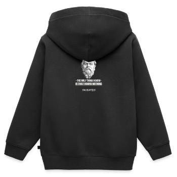 Sokrates Zitat griechischer Philosoph Philosophie - Kinder Premium Organic Zip Hoodie - Schwarz - Hinten - AI Model Kid Male (0cm)