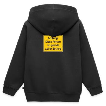 Außer Betrieb Lustige Straßenschilder Bauarbeiter - Kinder Premium Organic Zip Hoodie - Schwarz - Hinten - AI Model Kid Male (0cm)