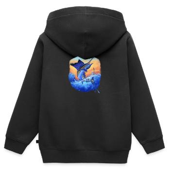 Cadeau de pêcheurs de pêche sportive Marlin - Sweat Premium à capuche zippé enfant bio - noir - Dos - AI Model Kid Male (0cm)