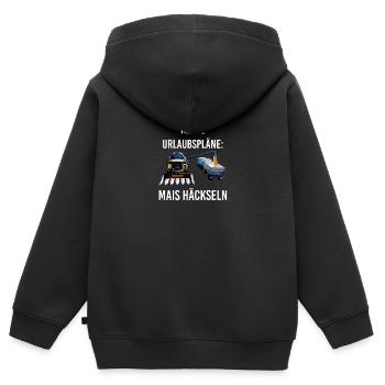 Meine Urlaubspläne Mais Häckseln Maishäcksler - Kinder Premium Organic Zip Hoodie - Schwarz - Hinten - AI Model Kid Male (0cm)