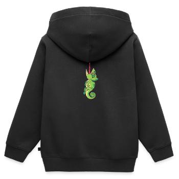 Caméléon - Sweat Premium à capuche zippé enfant bio - noir - Dos - AI Model Kid Male (0cm)