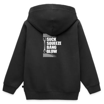 Suck Squeeze Bang Blow - Sweat Premium à capuche zippé enfant bio - noir - Dos - AI Model Kid Male (0cm)