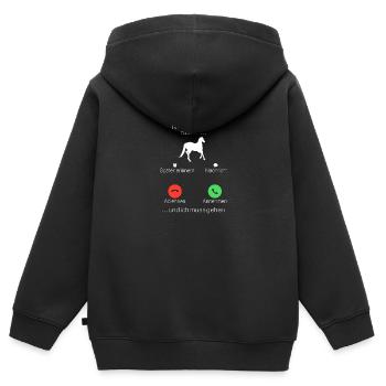Mein Pferd ruft an Pferde Mädchen Reiterin Pferd - Kinder Premium Organic Zip Hoodie - Schwarz - Hinten - AI Model Kid Male (0cm)