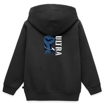Le cadeau des fans de football Ultra pour Ultra Football - Sweat Premium à capuche zippé enfant bio - noir - Dos - AI Model Kid Male (0cm)