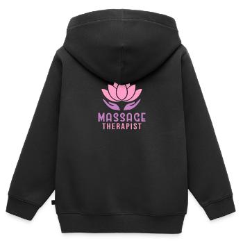 MASSAGE THERAPIST Massage therapist - Kinder Premium Organic Zip Hoodie - Schwarz - Hinten - AI Model Kid Male (0cm)