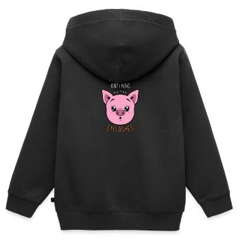 Je ne mange rien qui a des cils Vegan Love pour les animaux - Sweat Premium à capuche zippé enfant bio - noir - Dos - AI Model Kid Male (0cm)