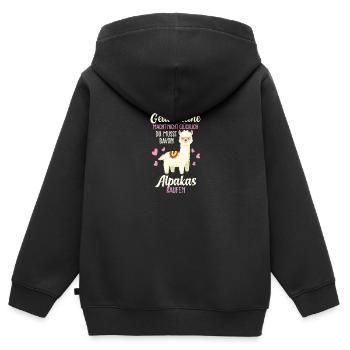 Alpaka Zootier Lustige Sprüche - Kinder Premium Organic Zip Hoodie - Schwarz - Hinten - AI Model Kid Male (0cm)