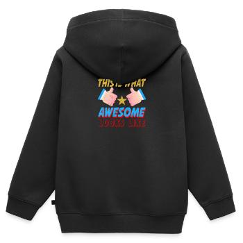 So sieht fantastisch aus, bescheiden - Kinder Premium Organic Zip Hoodie - Schwarz - Hinten - AI Model Kid Male (0cm)