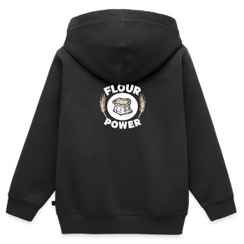 Petits gâteaux de boulanger de farine - Sweat Premium à capuche zippé enfant bio - noir - Dos - AI Model Kid Male (0cm)