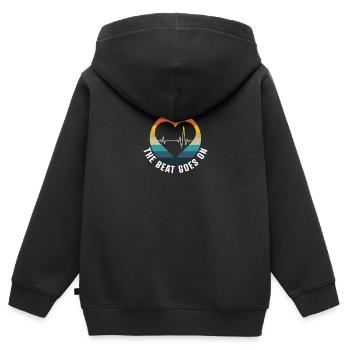 Der Schlag geht weiter - Überlebende eines Herzinfarkts werden gesund - Kinder Premium Organic Zip Hoodie - Schwarz - Hinten - AI Model Kid Male (0cm)