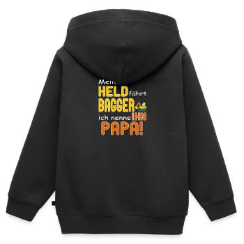 Bagger Papa Baggerfahrer Baustelle Bauarbeiter - Kinder Premium Organic Zip Hoodie - Schwarz - Hinten - AI Model Kid Male (0cm)