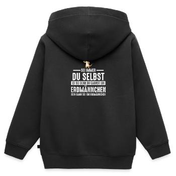Erdmännchen Zootier Erdmännchenliebhaber Geschenk - Kinder Premium Organic Zip Hoodie - Schwarz - Hinten - AI Model Kid Male (0cm)